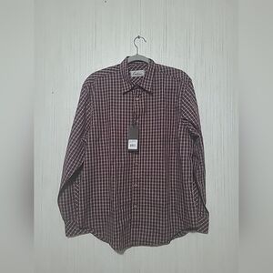 NWT California Shirt Co Size M-SH Mocha Plaid Long Sleeve Button Up Shirt #1